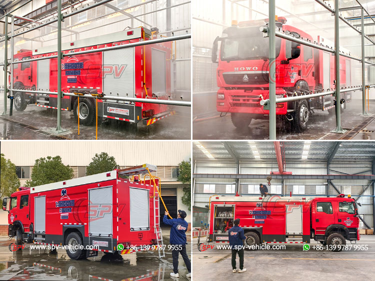 Waterproof Test for HOWO Fire Fighting Truck